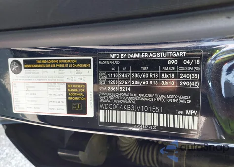 2018 Mercedes-Benz Glc 300 4Matic from USA, damaged, VIN WDC0G4KB3JV101551